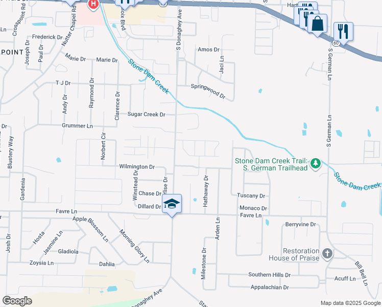 map of restaurants, bars, coffee shops, grocery stores, and more near 2035 Bellingrath Gardens in Conway