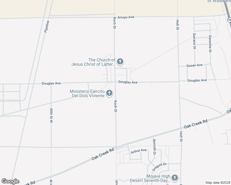 map of restaurants, bars, coffee shops, grocery stores, and more near Koch Street in Mojave