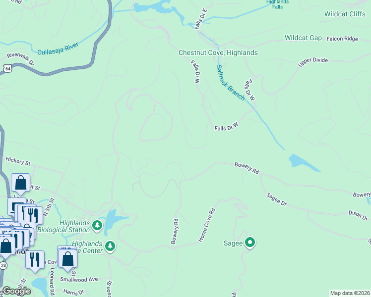 map of restaurants, bars, coffee shops, grocery stores, and more near 250 Big Bear Pen Mountain Road North in Highlands