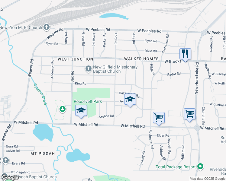 map of restaurants, bars, coffee shops, grocery stores, and more near 3269 Ford Road in Memphis