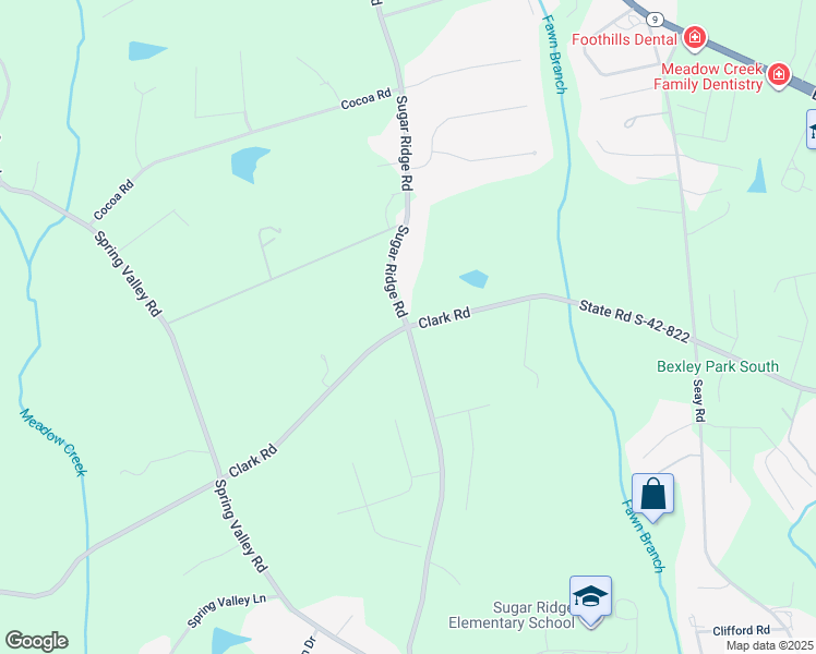 map of restaurants, bars, coffee shops, grocery stores, and more near 1200 Sugar Ridge Road in Boiling Springs