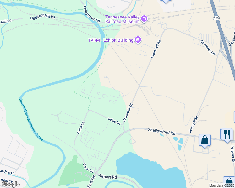 map of restaurants, bars, coffee shops, grocery stores, and more near 3940 Camellia Drive in Chattanooga