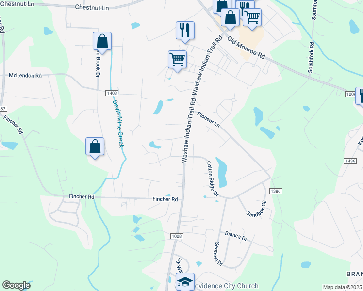 map of restaurants, bars, coffee shops, grocery stores, and more near 1716 Waxhaw Indian Trail Road in Indian Trail