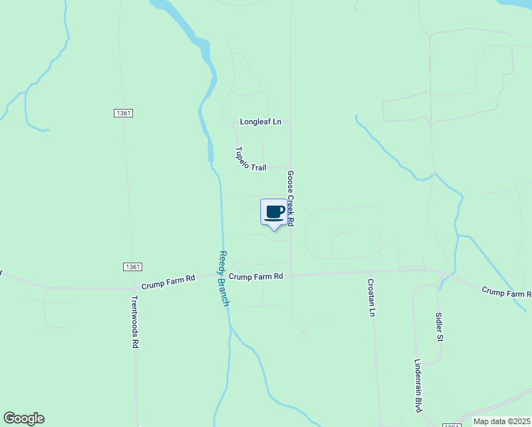 map of restaurants, bars, coffee shops, grocery stores, and more near 105 Geer Court in New Bern
