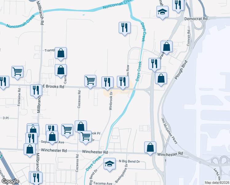 map of restaurants, bars, coffee shops, grocery stores, and more near in Memphis