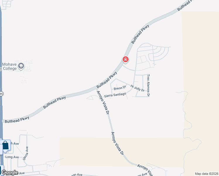 map of restaurants, bars, coffee shops, grocery stores, and more near 2151 Hijolly Drive in Bullhead City