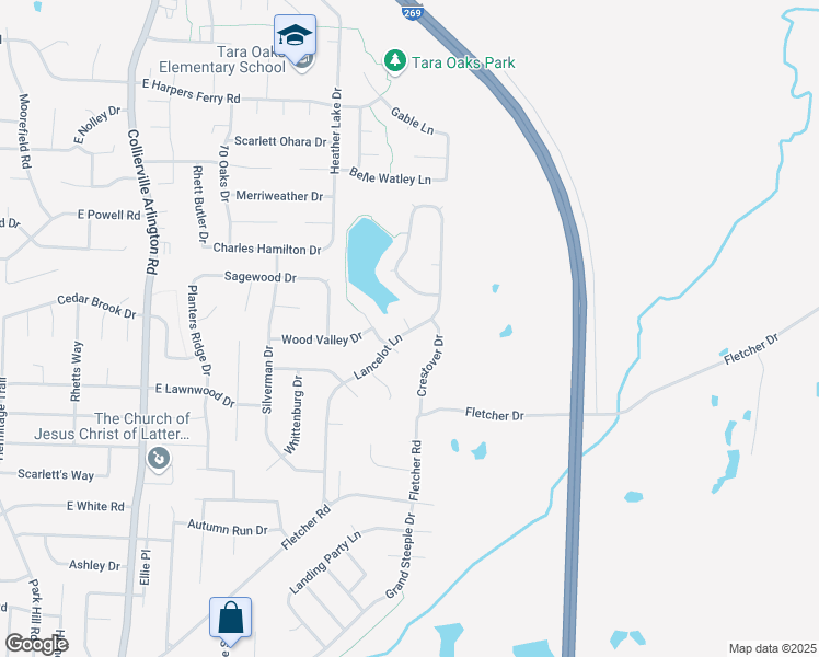 map of restaurants, bars, coffee shops, grocery stores, and more near in Collierville