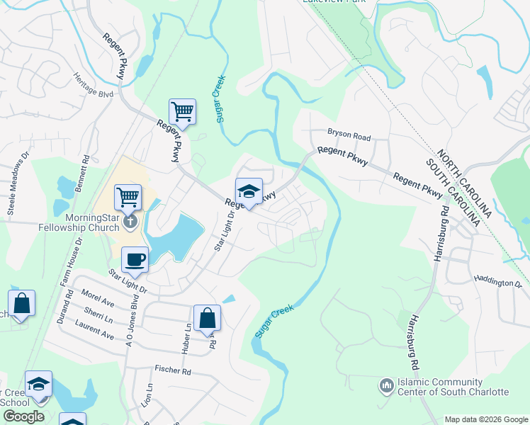 map of restaurants, bars, coffee shops, grocery stores, and more near 821 Renee Avenue in Fort Mill