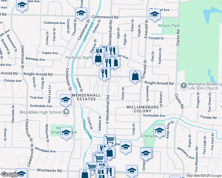 map of restaurants, bars, coffee shops, grocery stores, and more near in Memphis