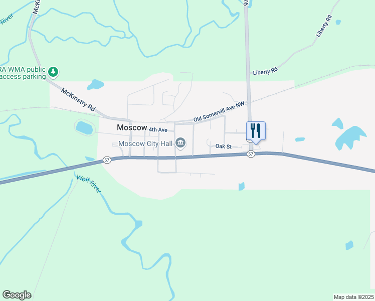 map of restaurants, bars, coffee shops, grocery stores, and more near 60 Crossett Street Northwest in Moscow