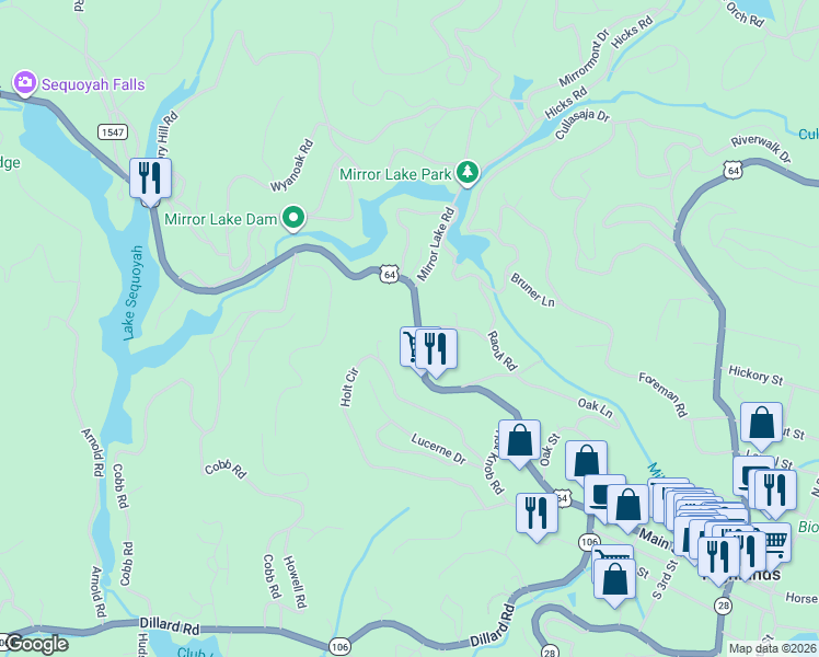 map of restaurants, bars, coffee shops, grocery stores, and more near 731-845 Franklin Road in Highlands