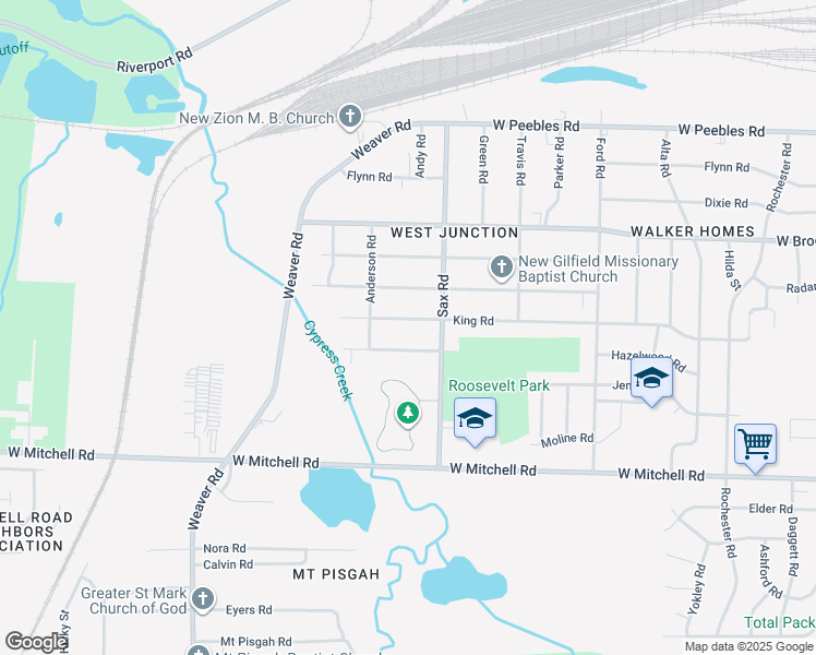 map of restaurants, bars, coffee shops, grocery stores, and more near 732 King Avenue in Memphis