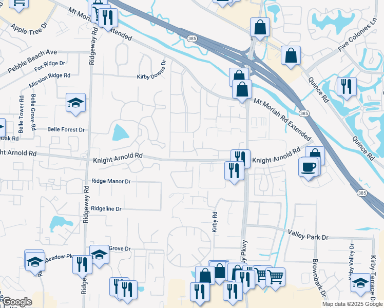 map of restaurants, bars, coffee shops, grocery stores, and more near 6441 Lost Oak Drive in Memphis