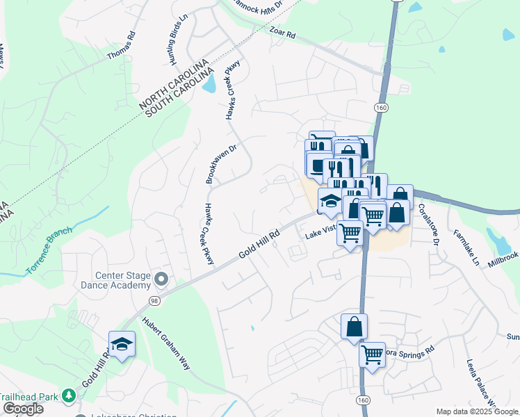 map of restaurants, bars, coffee shops, grocery stores, and more near 3027 Old Farm Road in Fort Mill