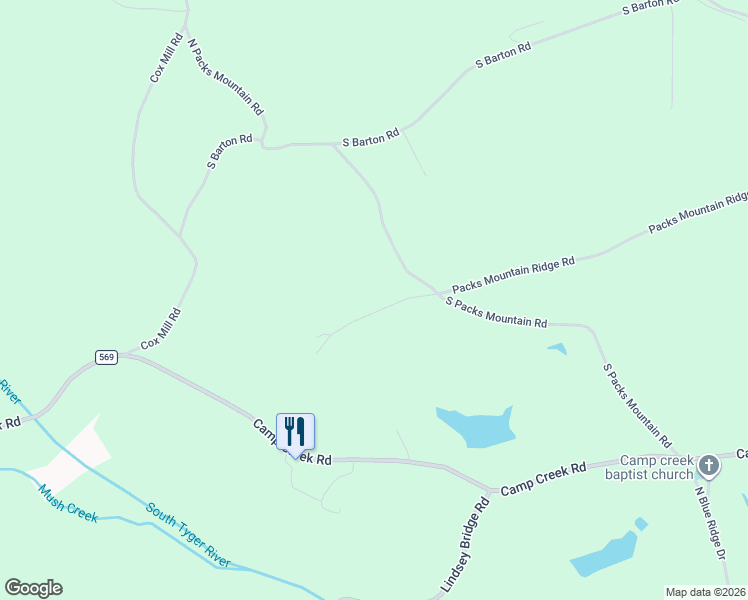 map of restaurants, bars, coffee shops, grocery stores, and more near 600 South Packs Mountain Road in Taylors