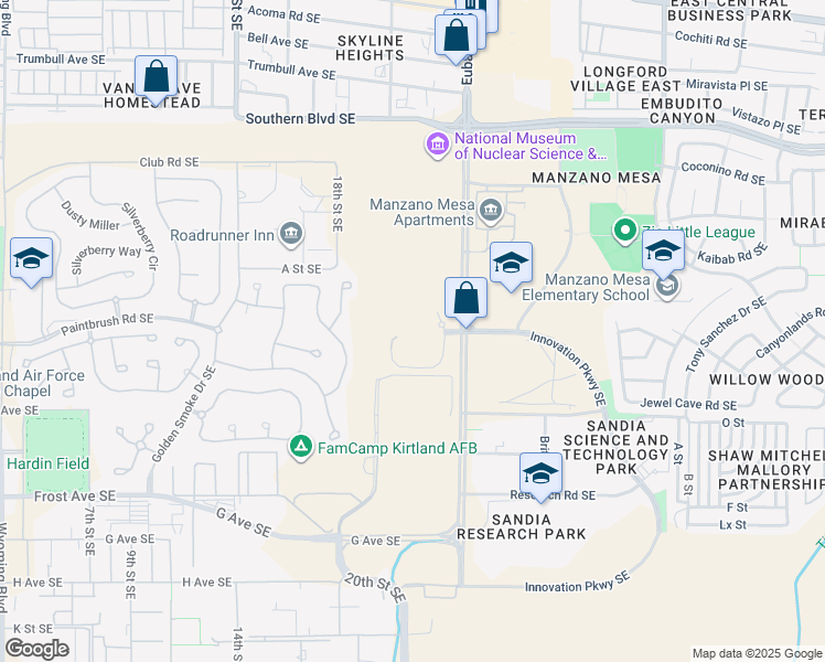 map of restaurants, bars, coffee shops, grocery stores, and more near 1515 Eubank in Albuquerque
