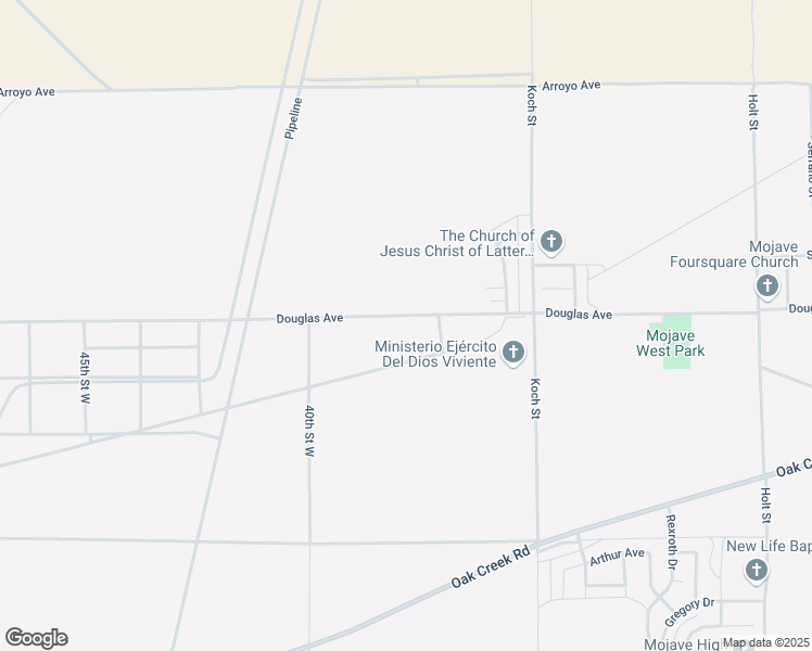 map of restaurants, bars, coffee shops, grocery stores, and more near Douglas Avenue in Mojave