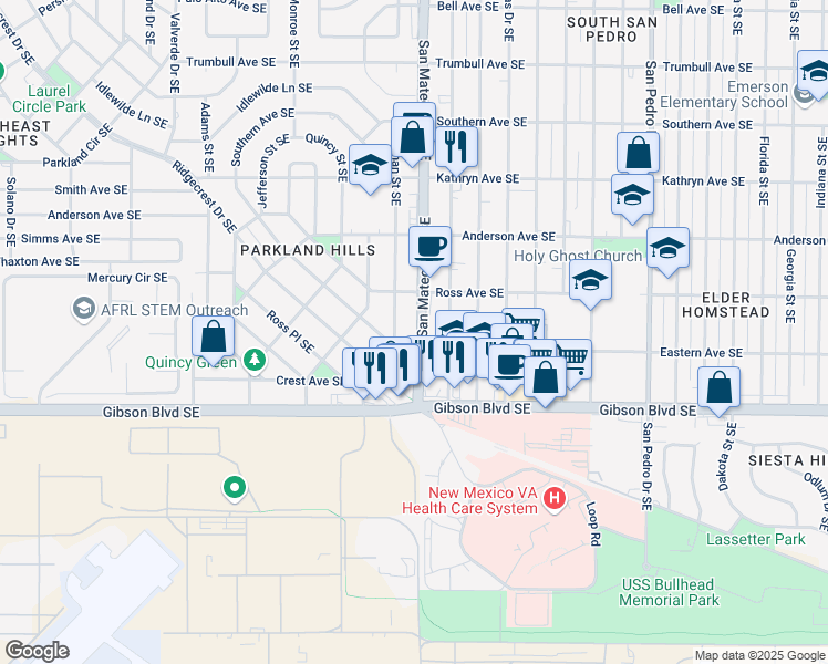 map of restaurants, bars, coffee shops, grocery stores, and more near 1312 Truman Street Southeast in Albuquerque