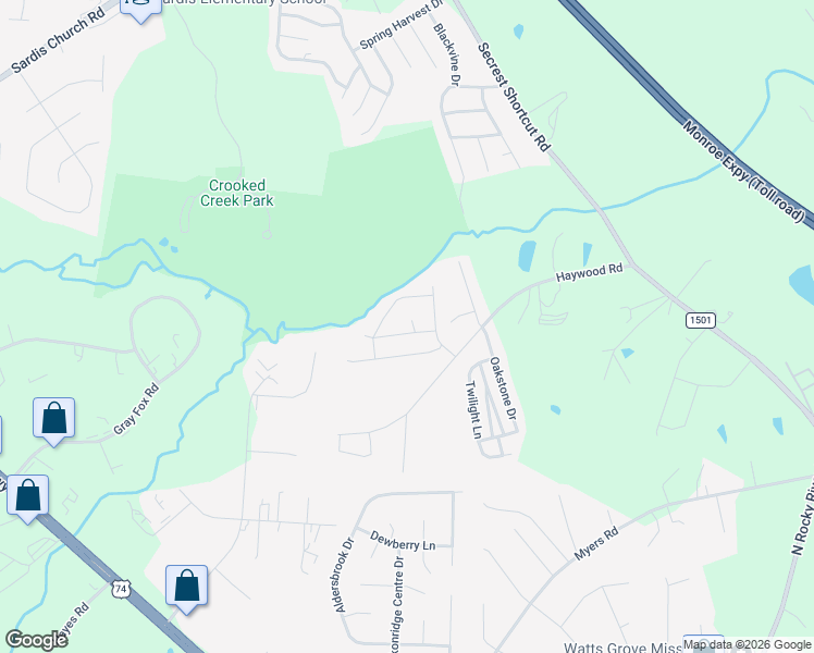 map of restaurants, bars, coffee shops, grocery stores, and more near 1003 Hannah Place in Monroe