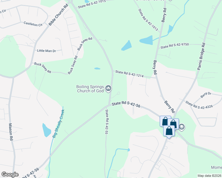 map of restaurants, bars, coffee shops, grocery stores, and more near 189 Peachtree Road in Boiling Springs
