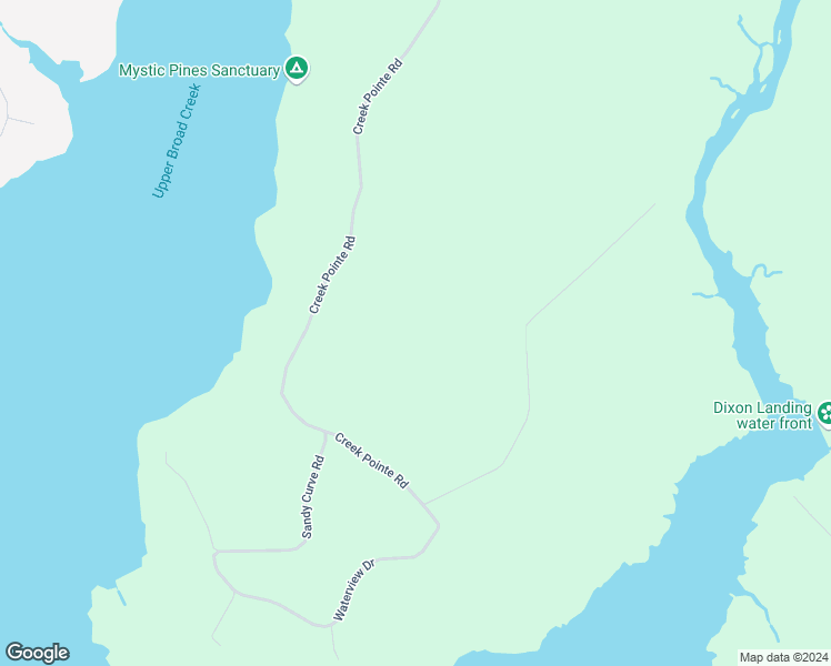 map of restaurants, bars, coffee shops, grocery stores, and more near 5542 Creek Pointe Road in New Bern