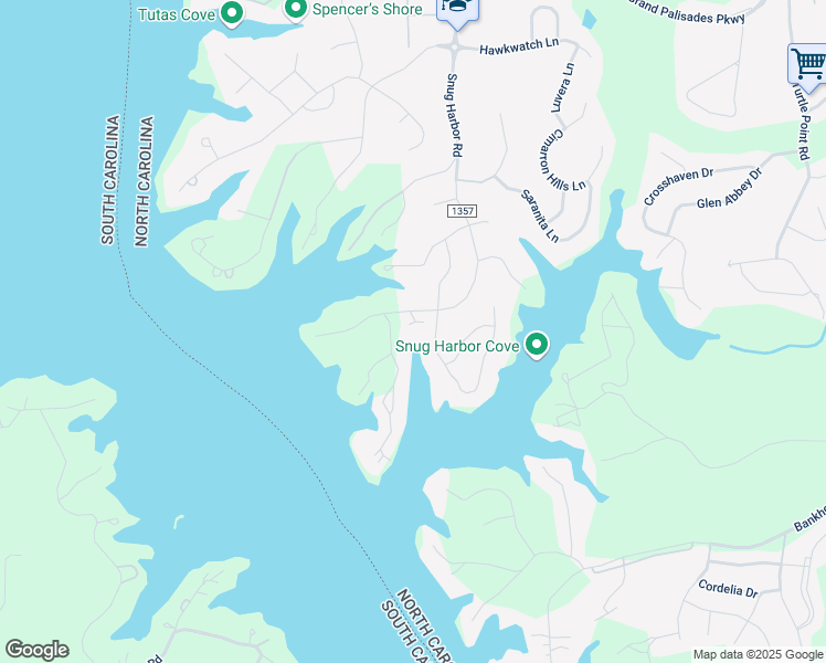 map of restaurants, bars, coffee shops, grocery stores, and more near 17701 Harbor Road in Charlotte