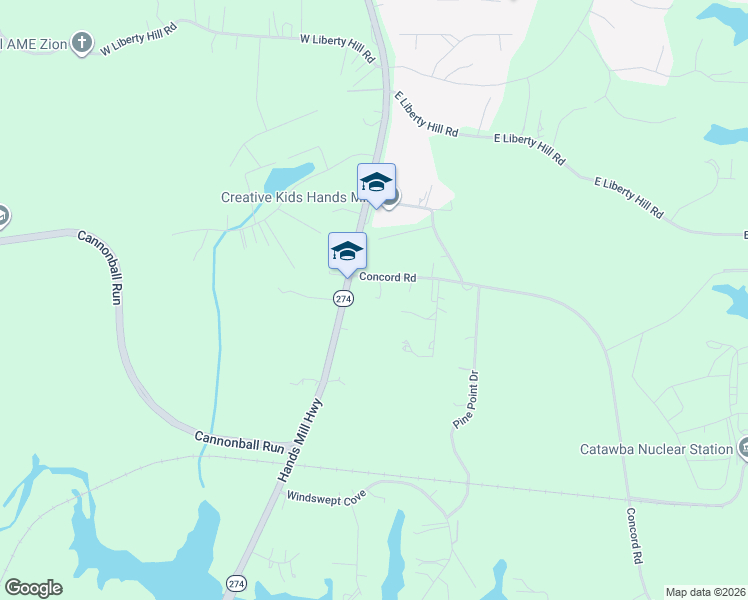 map of restaurants, bars, coffee shops, grocery stores, and more near 5369 Concord Road in York