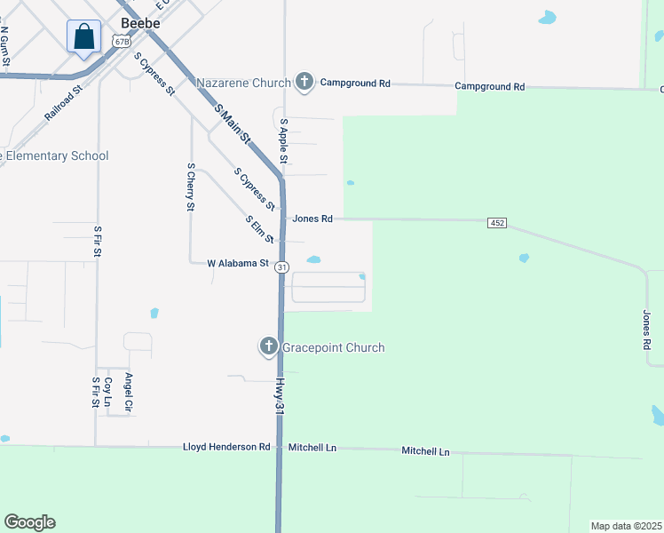 map of restaurants, bars, coffee shops, grocery stores, and more near 148 Clinton Circle in Beebe