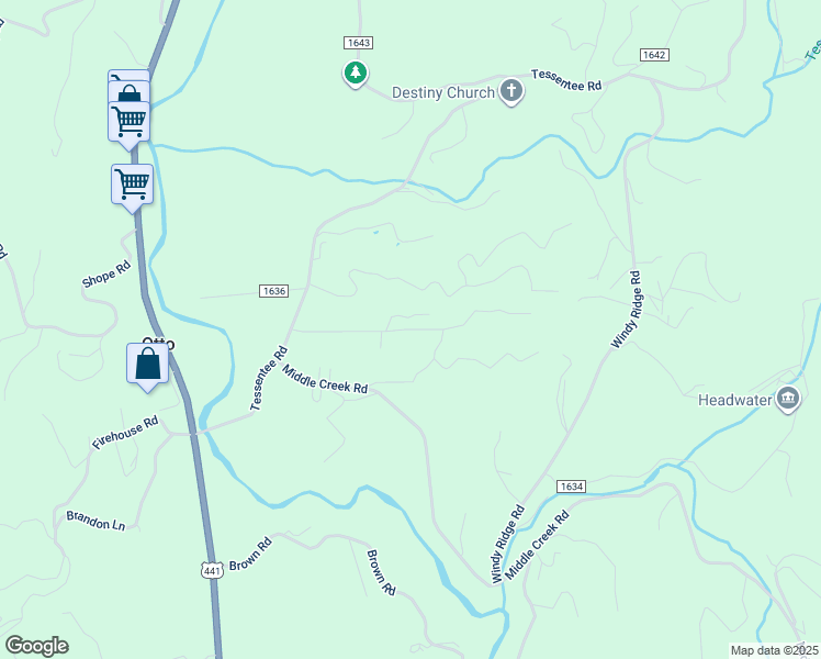 map of restaurants, bars, coffee shops, grocery stores, and more near Deer Ridge Road in Otto