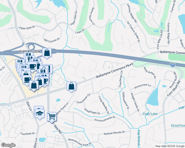 map of restaurants, bars, coffee shops, grocery stores, and more near in Charlotte