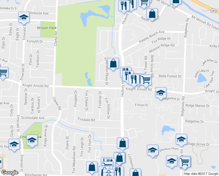 map of restaurants, bars, coffee shops, grocery stores, and more near 5857 Knight Arnold Road in Memphis