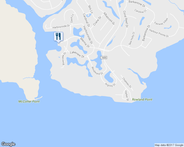 map of restaurants, bars, coffee shops, grocery stores, and more near 10071 Windward Drive in New Bern
