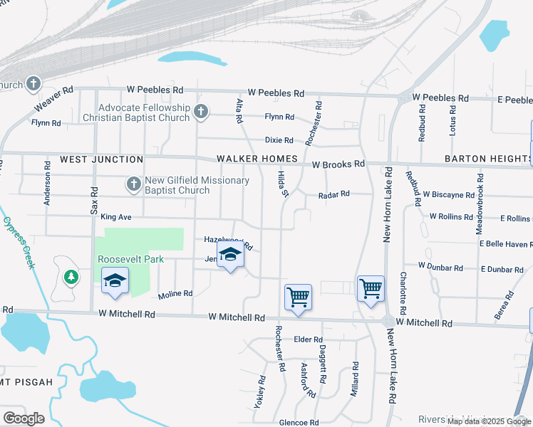 map of restaurants, bars, coffee shops, grocery stores, and more near 3214 Alta Road in Memphis