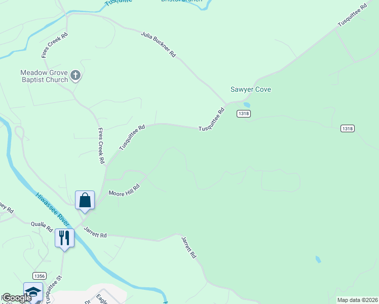 map of restaurants, bars, coffee shops, grocery stores, and more near in Hayesville