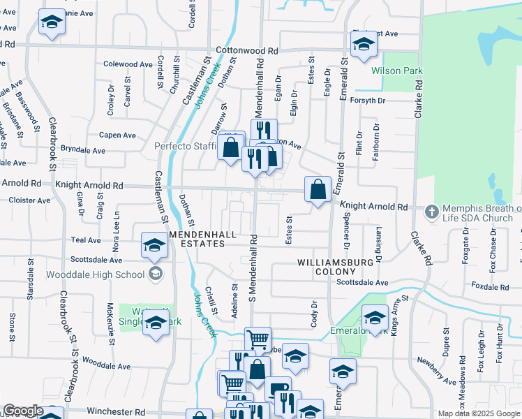 map of restaurants, bars, coffee shops, grocery stores, and more near in Memphis
