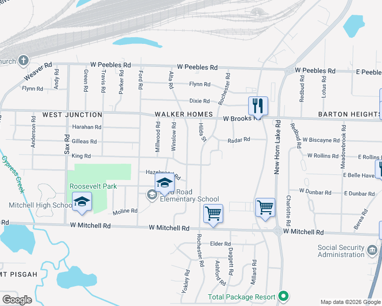 map of restaurants, bars, coffee shops, grocery stores, and more near 3214 Alta Road in Memphis