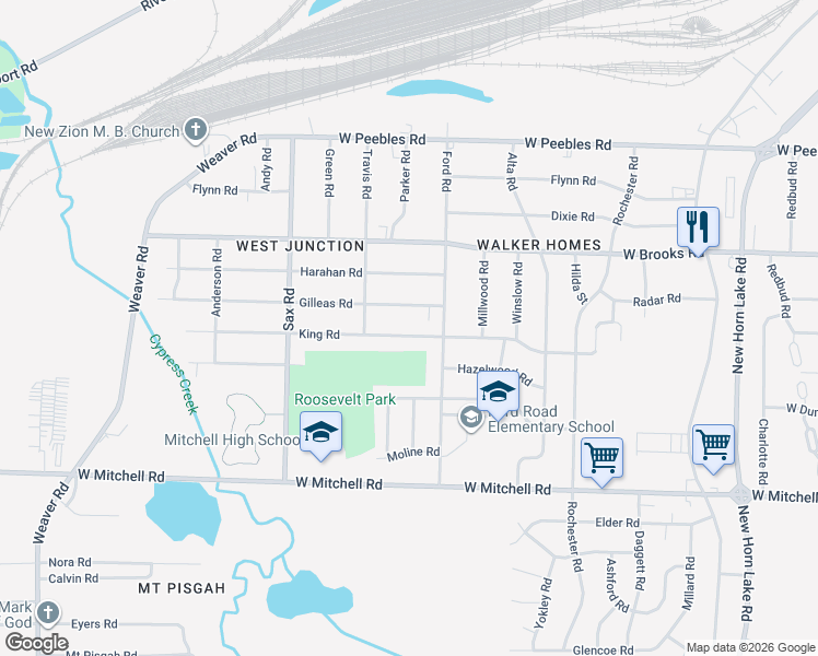 map of restaurants, bars, coffee shops, grocery stores, and more near 552 King Avenue in Memphis