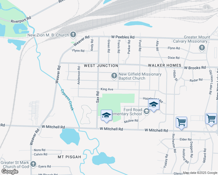 map of restaurants, bars, coffee shops, grocery stores, and more near 640 King Avenue in Memphis