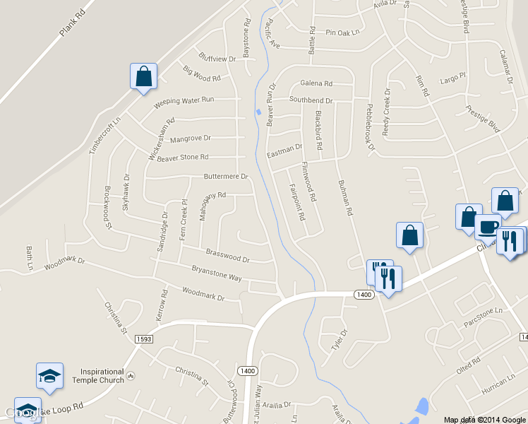 map of restaurants, bars, coffee shops, grocery stores, and more near 6794 Buttermere Drive in Fayetteville