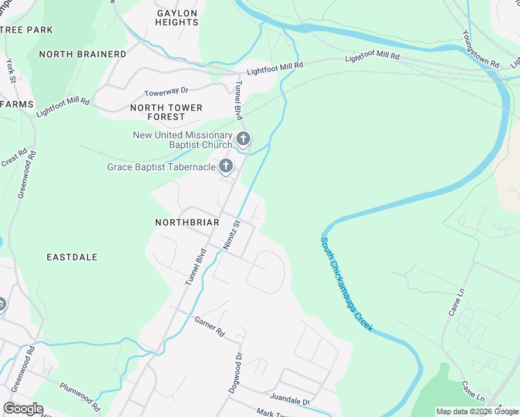 map of restaurants, bars, coffee shops, grocery stores, and more near 2528 Doolittle Street in Chattanooga