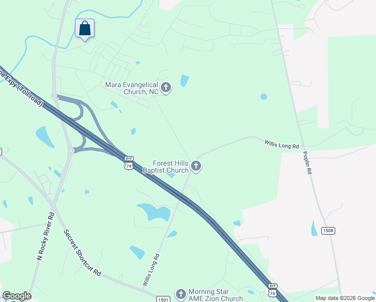 map of restaurants, bars, coffee shops, grocery stores, and more near 1954 Willis Long Road in Monroe