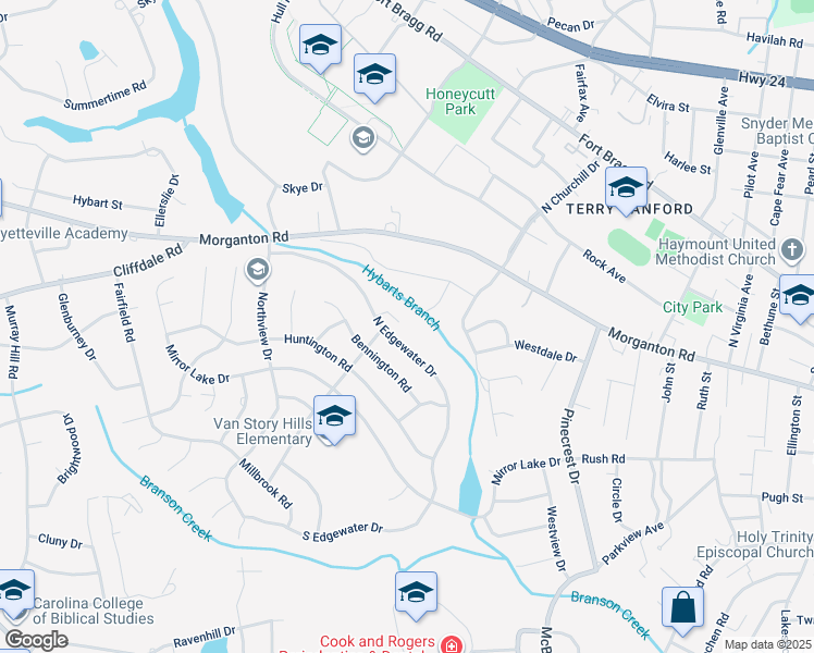 map of restaurants, bars, coffee shops, grocery stores, and more near 1500 Tullamore Lane in Fayetteville