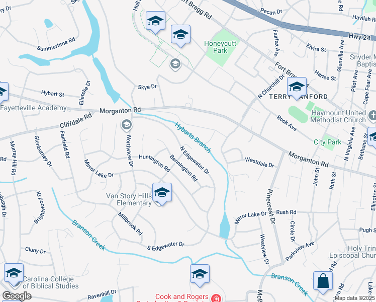 map of restaurants, bars, coffee shops, grocery stores, and more near 1509 Tullamore Lane in Fayetteville