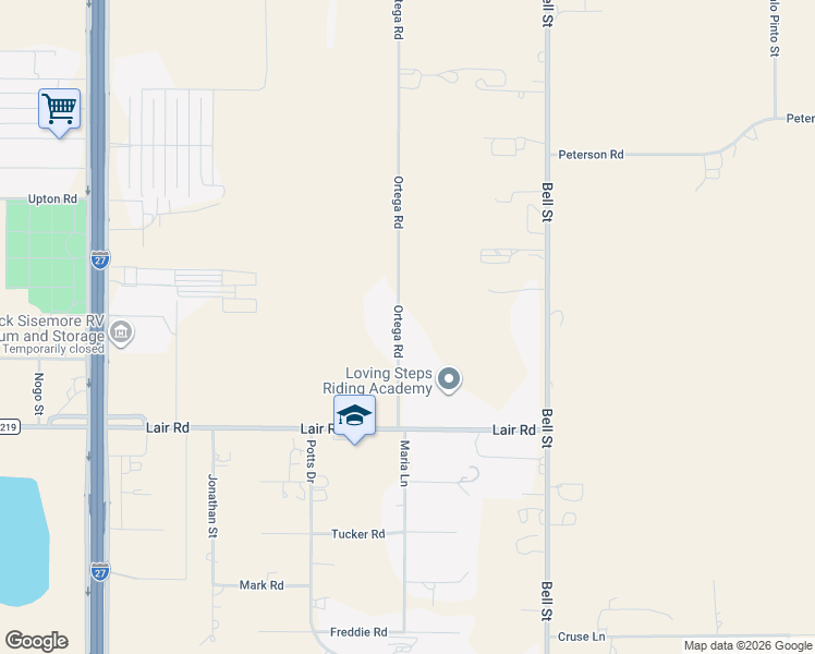 map of restaurants, bars, coffee shops, grocery stores, and more near 14411 Ortega Road in Amarillo