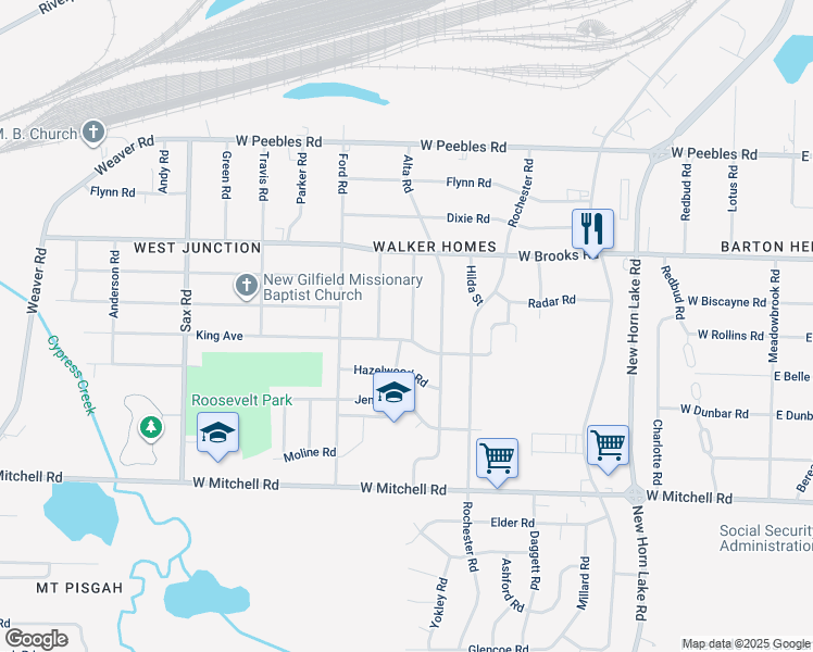map of restaurants, bars, coffee shops, grocery stores, and more near 3215 Winslow Road in Memphis