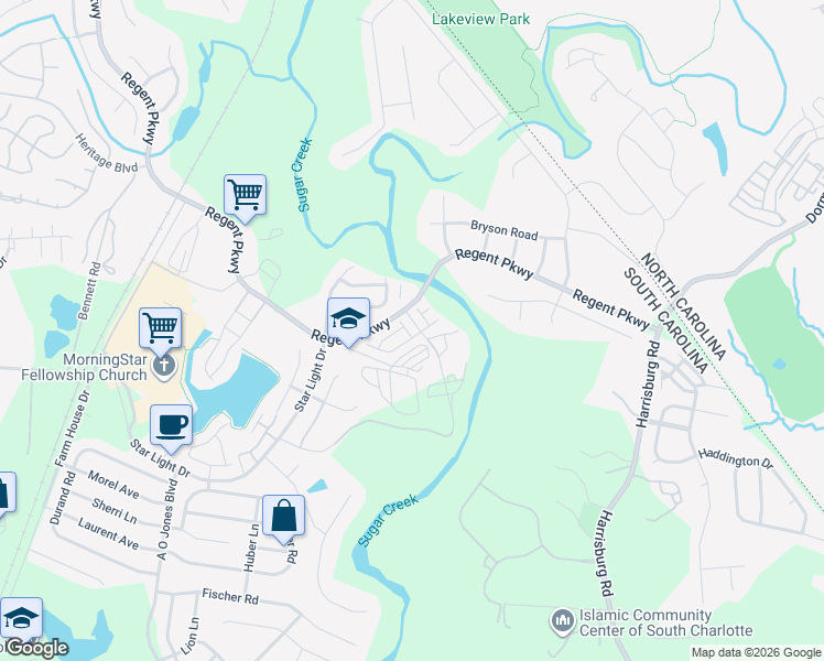 map of restaurants, bars, coffee shops, grocery stores, and more near 103 Jeffrey Street in Fort Mill