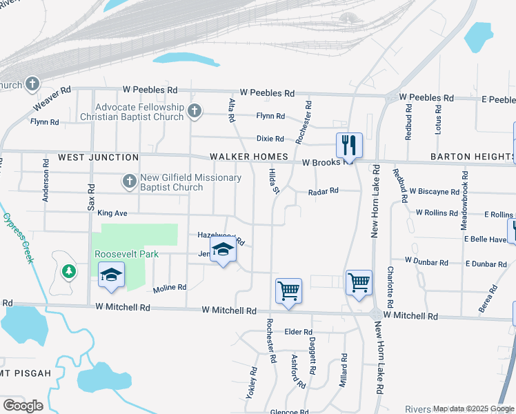 map of restaurants, bars, coffee shops, grocery stores, and more near 3214 Alta Road in Memphis
