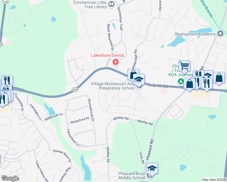 map of restaurants, bars, coffee shops, grocery stores, and more near 219 Garnet Court in Fort Mill