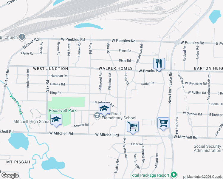 map of restaurants, bars, coffee shops, grocery stores, and more near 3215 Winslow Road in Memphis