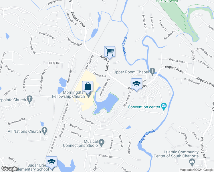 map of restaurants, bars, coffee shops, grocery stores, and more near 3007 Stargazer Lane in Fort Mill